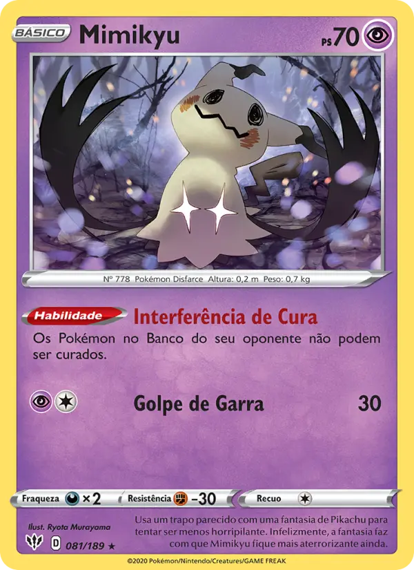 Carta Mimikyu, número 81/189 da coleção Escuridão Incandescente