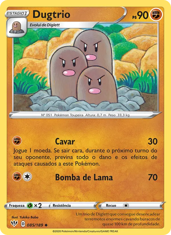 Carta Dugtrio, número 85/189 da coleção Escuridão Incandescente