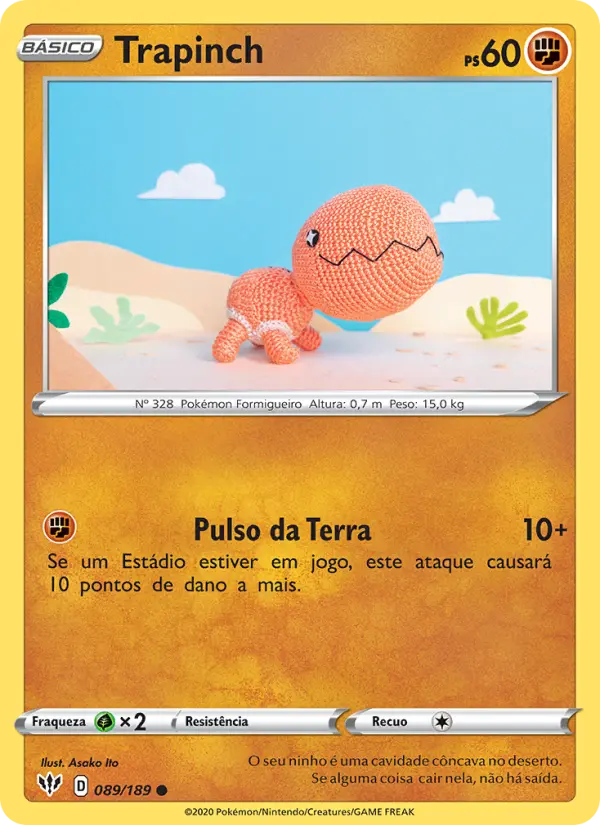 Carta Trapinch, número 89/189 da coleção Escuridão Incandescente