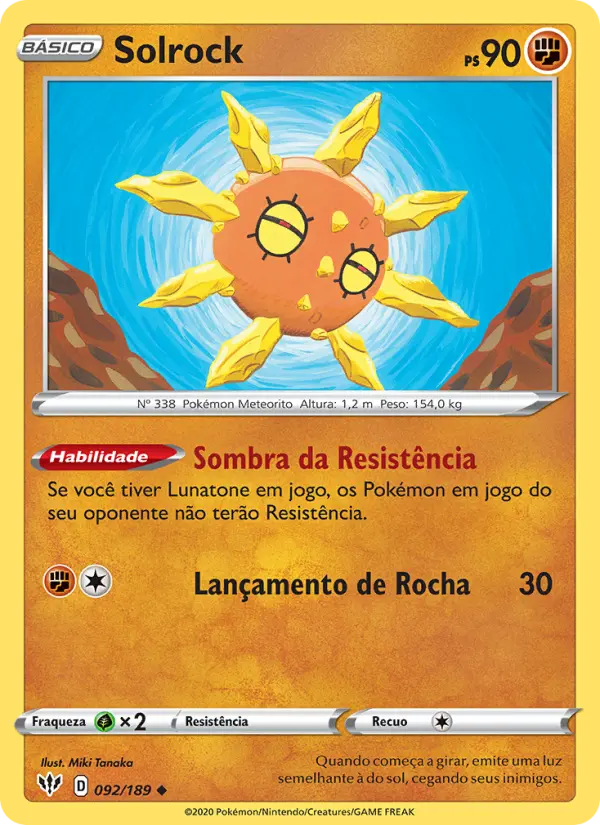 Carta Solrock, número 92/189 da coleção Escuridão Incandescente