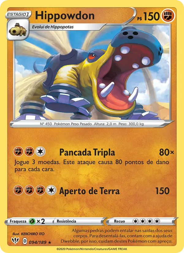 Carta Hippowdon, número 94/189 da coleção Escuridão Incandescente