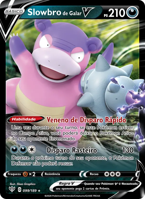 Carta Slowbro de Galar V, número 99/189 da coleção Escuridão Incandescente