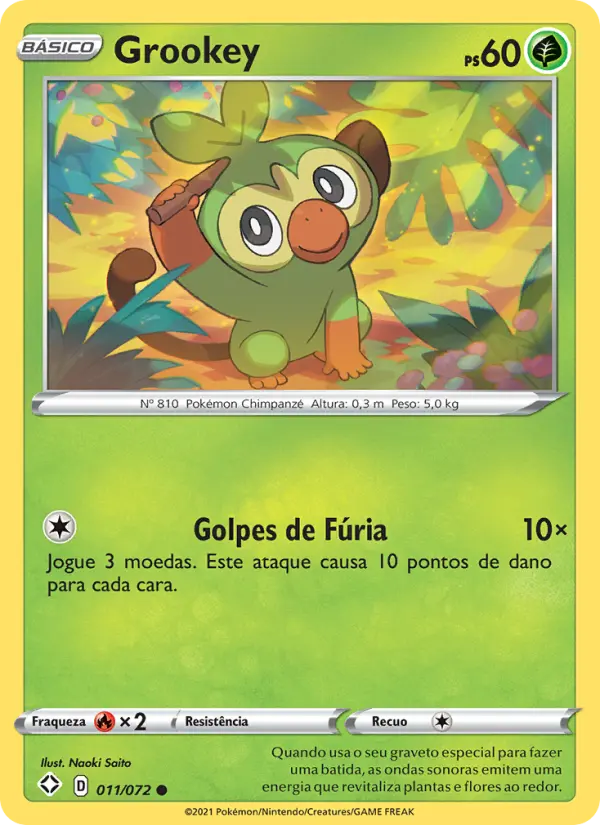 Carta Grookey, número 11/72 da coleção Destinos Brilhantes 