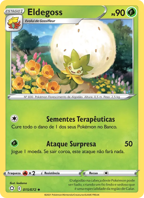 Carta Eldegoss, número 15/72 da coleção Destinos Brilhantes 