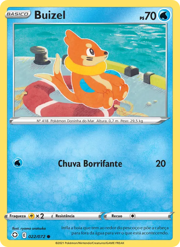 Carta Buizel, número 22/72 da coleção Destinos Brilhantes