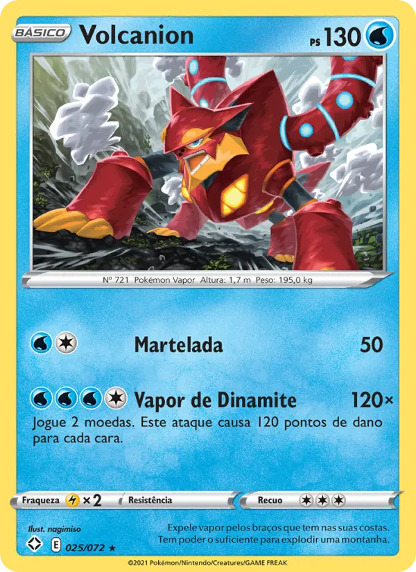 Carta Volcanion, número 25/72 da coleção Destinos Brilhantes