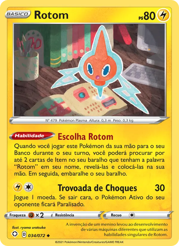 Carta Rotom, número 34/72 da coleção Destinos Brilhantes