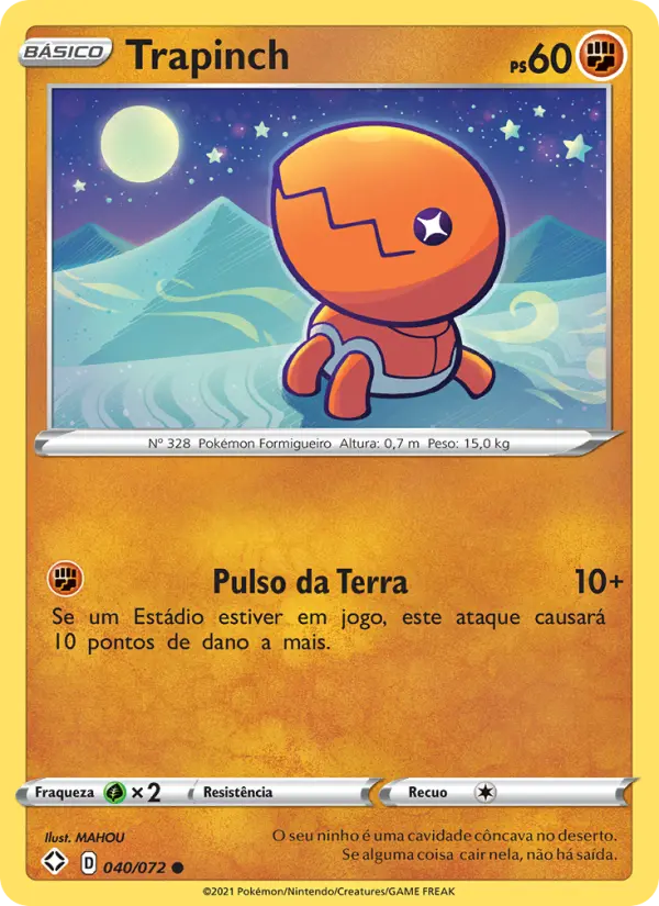 Carta Trapinch, número 40/72 da coleção Destinos Brilhantes 