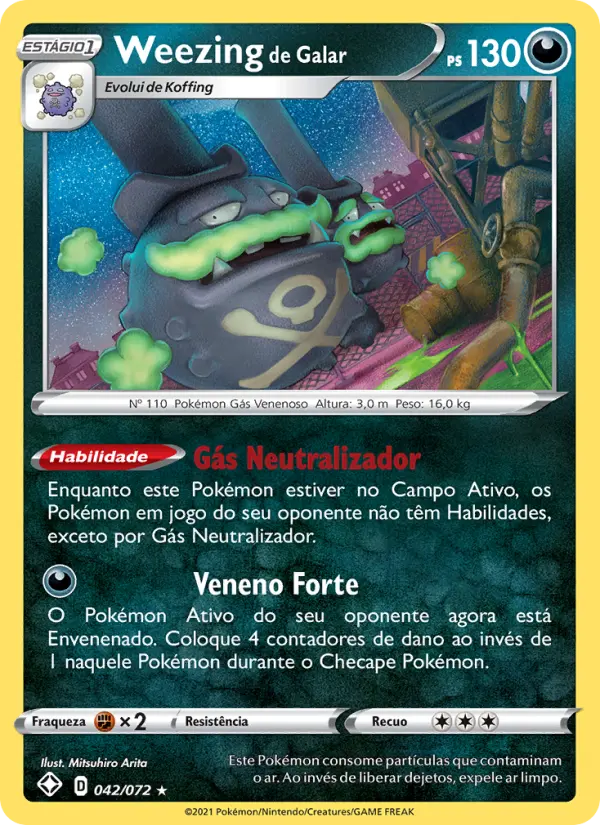 Carta Weezing de Galar, número 42/72 da coleção Destinos Brilhantes