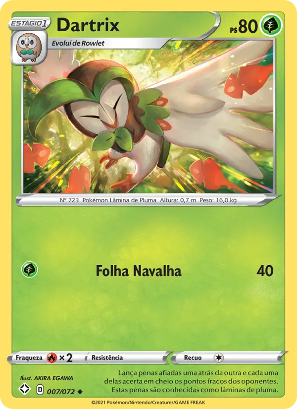 Carta Dartrix, número 7/72 da coleção Destinos Brilhantes 