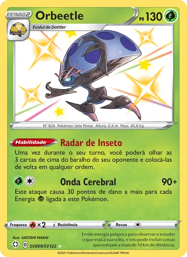 Carta Orbeetle, número SV009/122 da coleção Destinos Brilhantes Cofre Brilhante
