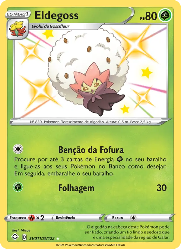 Carta Eldegoss, número SV011/122 da coleção Destinos Brilhantes Cofre Brilhante