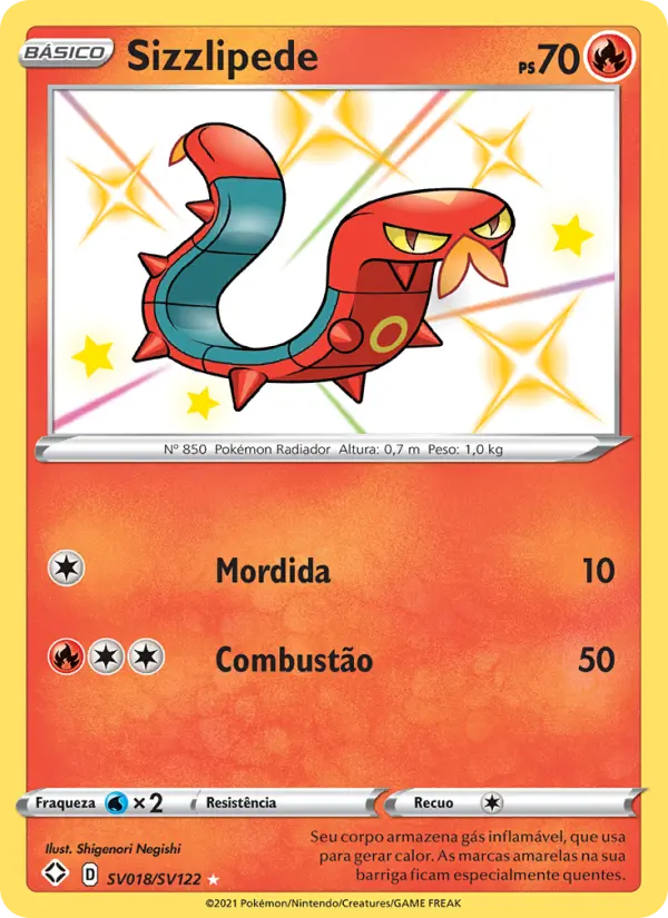 Carta Sizzlipede, número SV018/122 da coleção Destinos Brilhantes Cofre Brilhante
