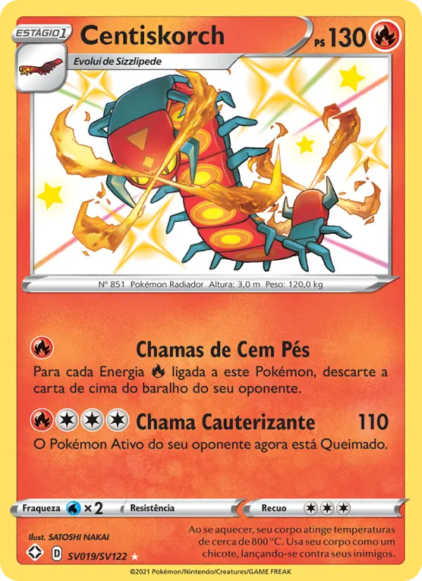 Carta Centiskorch, número SV019/122 da coleção Destinos Brilhantes Cofre Brilhante