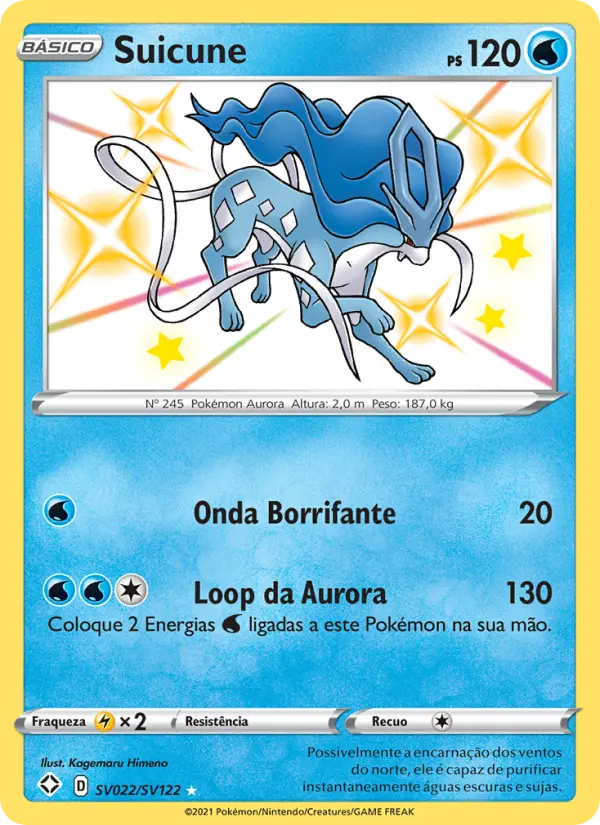 Carta Suicune, número SV022/122 da coleção Destinos Brilhantes Cofre Brilhante