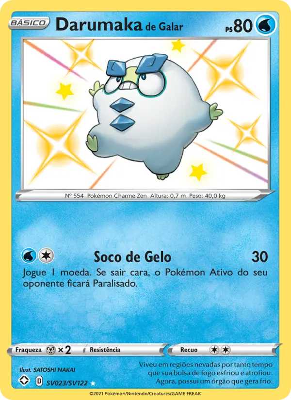 Carta Darumaka de Galar, número SV023/122 da coleção Destinos Brilhantes Cofre Brilhante