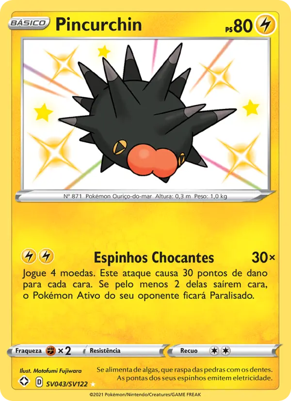 Carta Pincurchin, número SV043/122 da coleção Destinos Brilhantes Cofre Brilhante