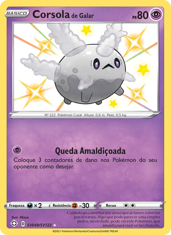 Carta Corsola de Galar, número SV049/122 da coleção Destinos Brilhantes Cofre Brilhante