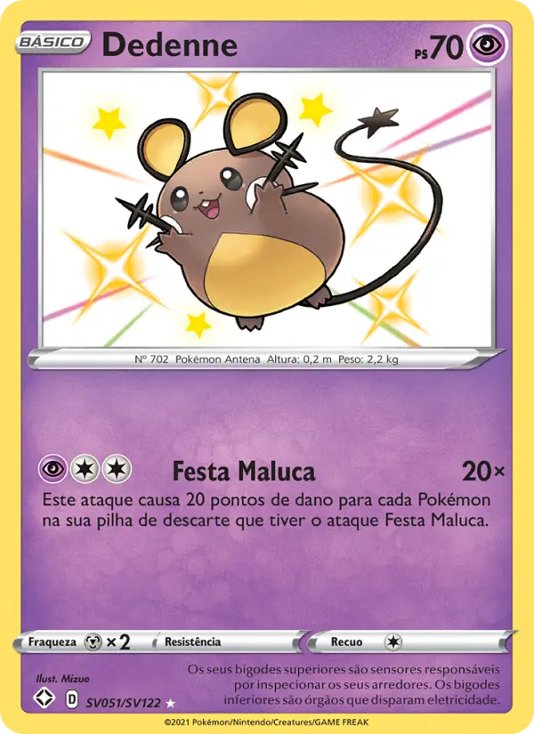 Carta Dedenne, número SV051/122 da coleção Destinos Brilhantes Cofre Brilhante