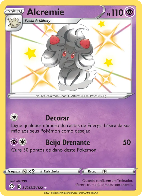 Carta Alcremie, número SV058/122 da coleção Destinos Brilhantes Cofre Brilhante