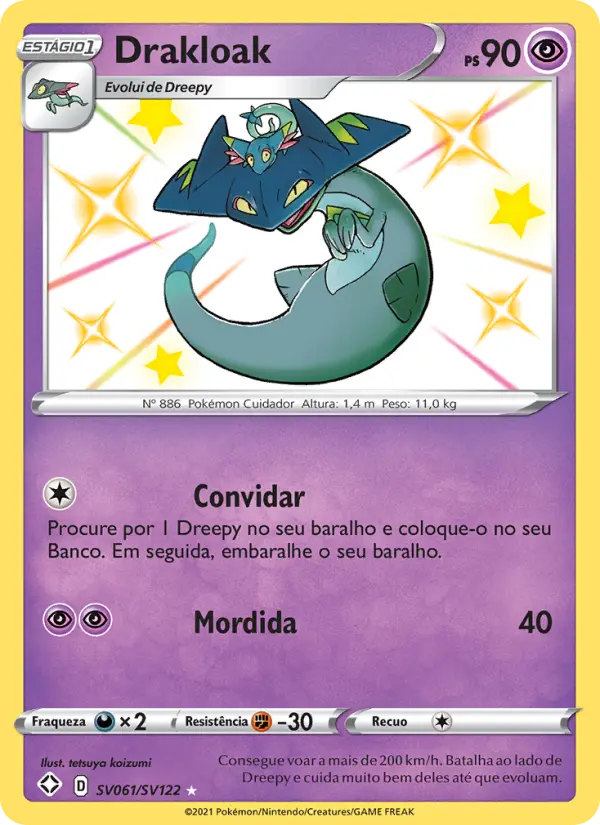 Carta Drakloak, número SV061/122 da coleção Destinos Brilhantes Cofre Brilhante
