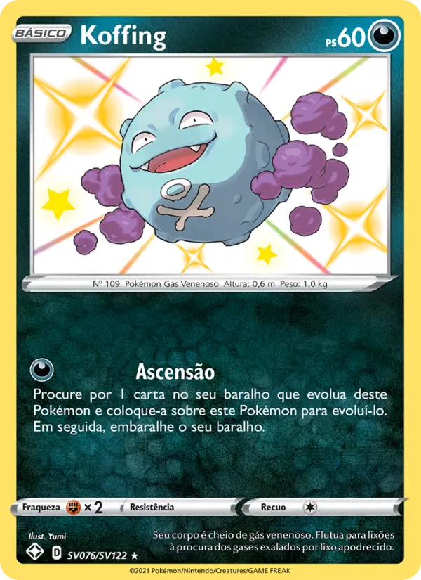 Carta Koffing, número SV076/122 da coleção Destinos Brilhantes Cofre Brilhante