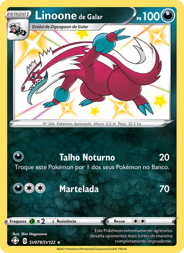 Carta Linoone de Galar, número SV079/122 da coleção Destinos Brilhantes Cofre Brilhante