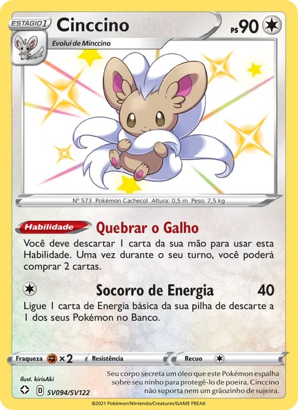Carta Cinccino, número SV094/122 da coleção Destinos Brilhantes Cofre Brilhante