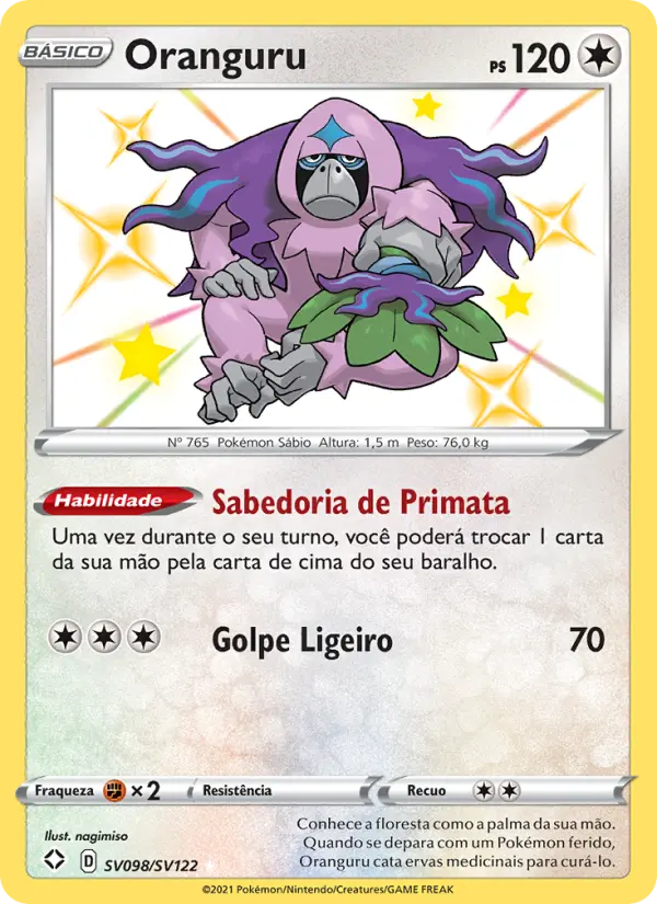 Carta Oranguru, número SV098/122 da coleção Destinos Brilhantes Cofre Brilhante