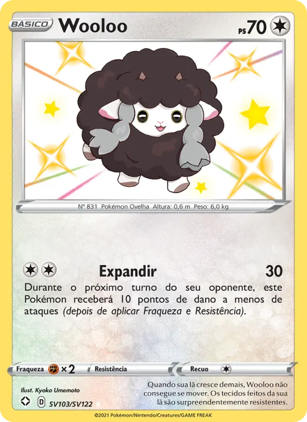 Carta Wooloo, número SV103/122 da coleção Destinos Brilhantes Cofre Brilhante