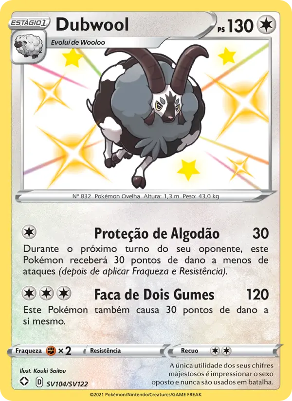 Carta Dubwool, número SV104/122 da coleção Destinos Brilhantes Cofre Brilhante