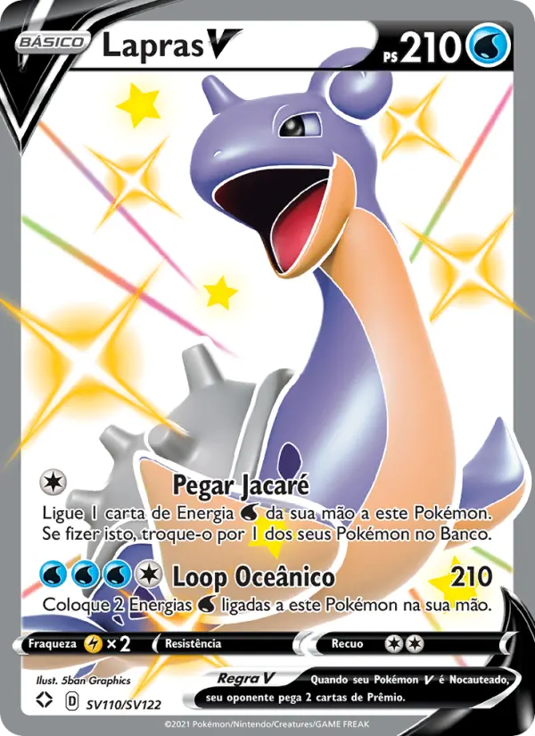 Carta Lapras V, número SV110/122 da coleção Destinos Brilhantes Cofre Brilhante