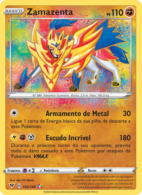 Carta Zamazenta, número 102/185 da coleção Voltagem Vívida