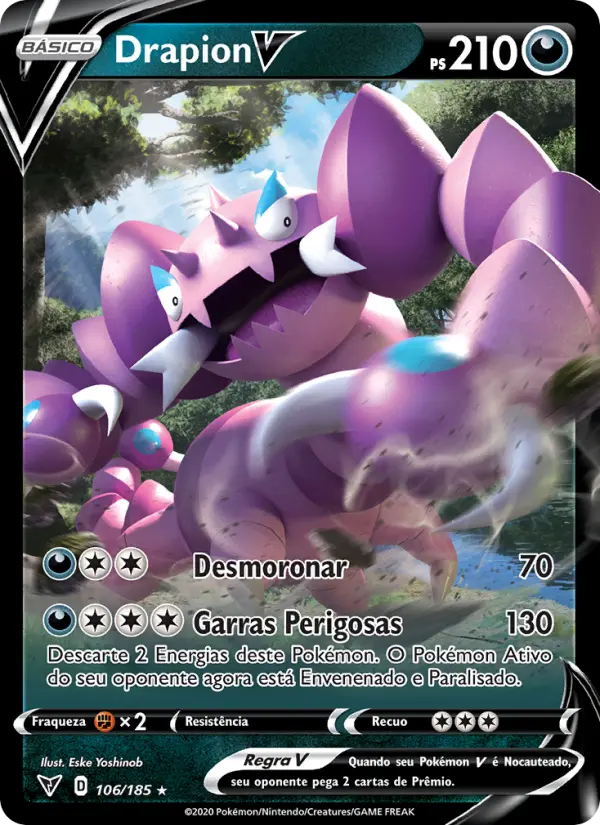 Carta Drapion V, número 106/185 da coleção Voltagem Vívida