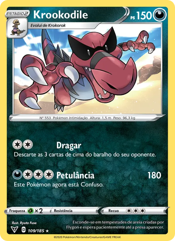 Carta Krookodile, número 109/185 da coleção Voltagem Vívida