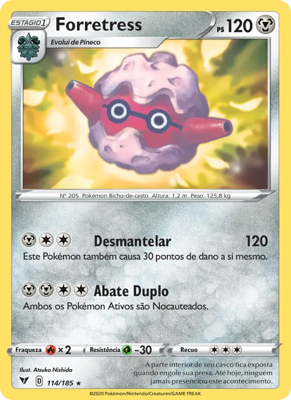 Carta Forretress, número 114/185 da coleção Voltagem Vívida