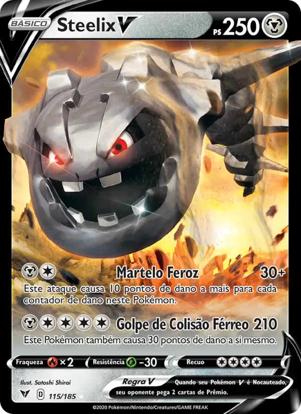 Carta Steelix V, número 115/185 da coleção Voltagem Vívida