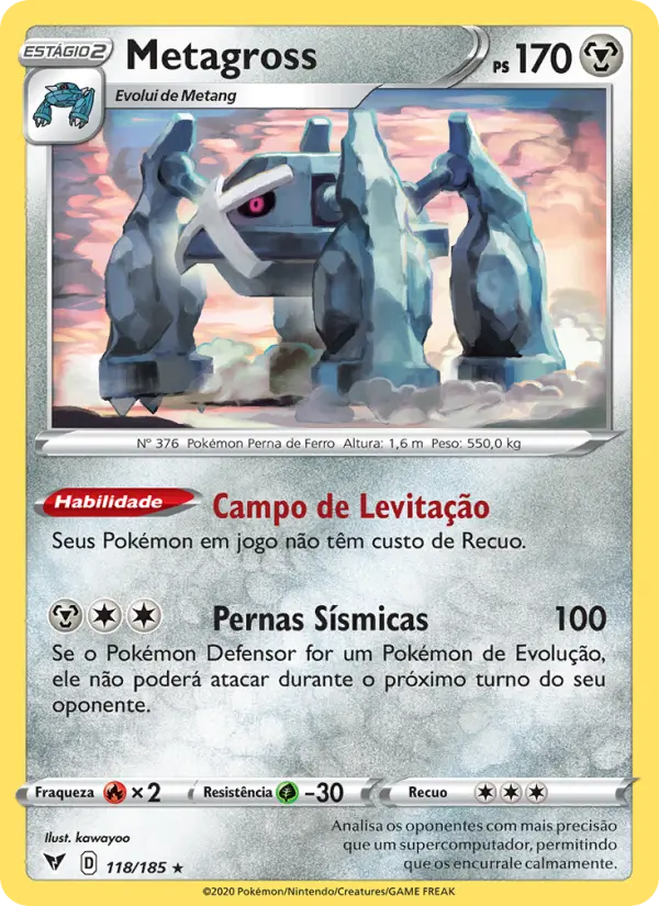 Carta Metagross, número 118/185 da coleção Voltagem Vívida