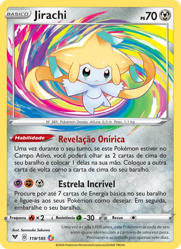 Carta Jirachi, número 119/185 da coleção Voltagem Vívida