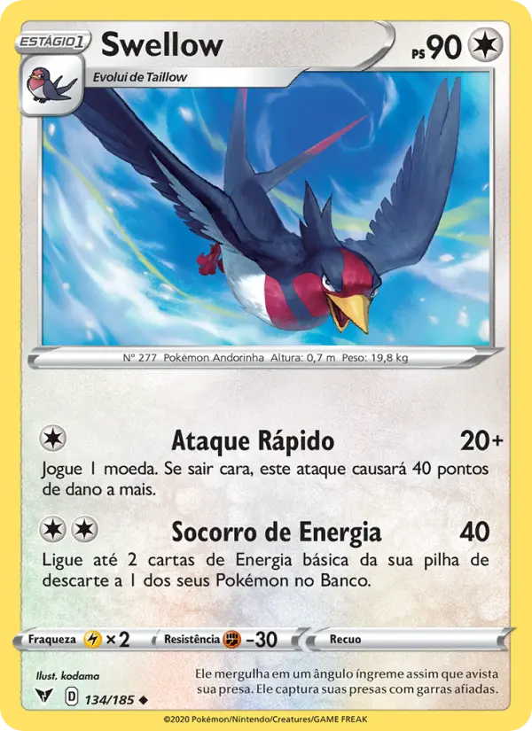 Carta Swellow, número 134/185 da coleção Voltagem Vívida