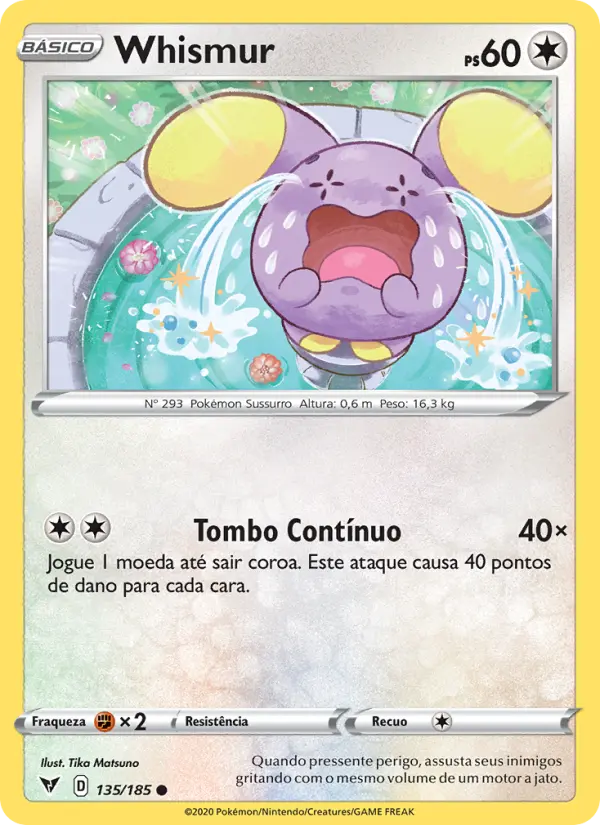 Carta Whismur, número 135/185 da coleção Voltagem Vívida