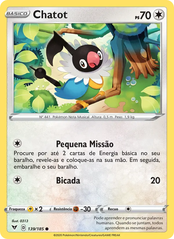 Carta Chatot, número 139/185 da coleção Voltagem Vívida