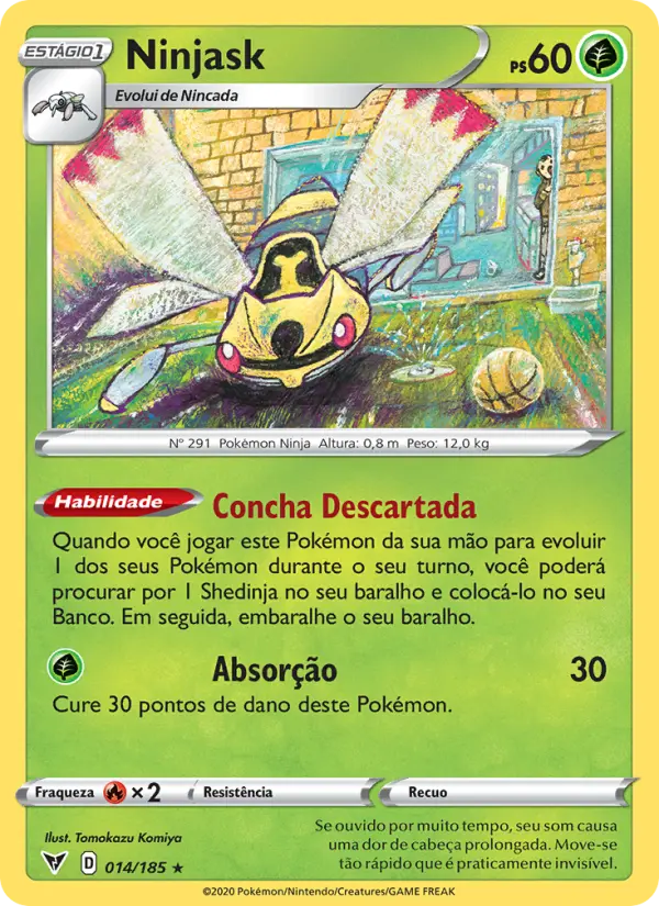 Carta Ninjask, número 14/185 da coleção Voltagem Vívida