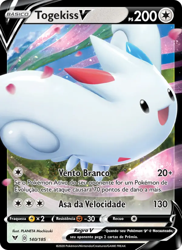 Carta Togekiss V, número 140/185 da coleção Voltagem Vívida