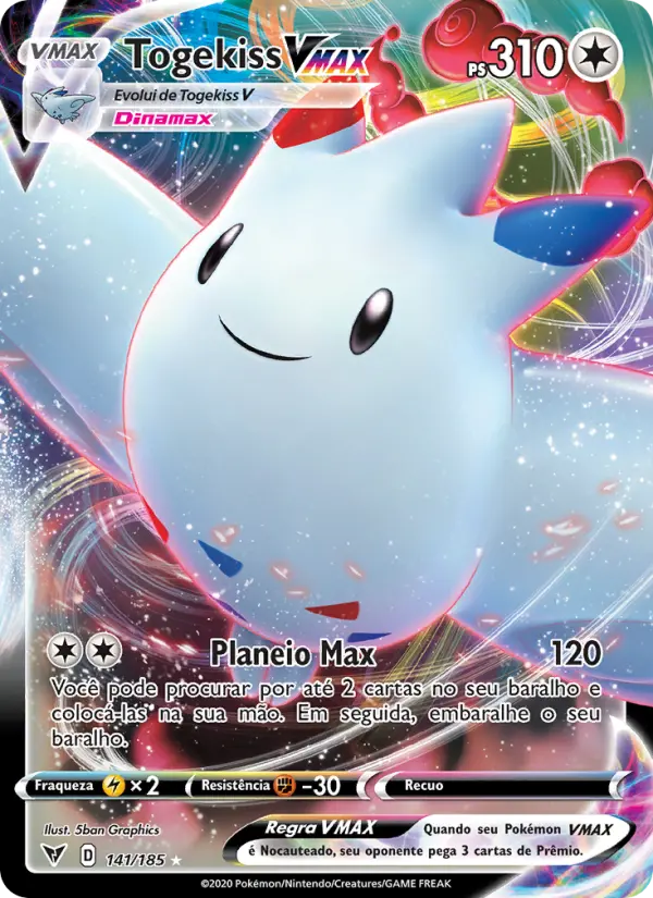 Carta Togekiss VMAX, número 141/185 da coleção Voltagem Vívida