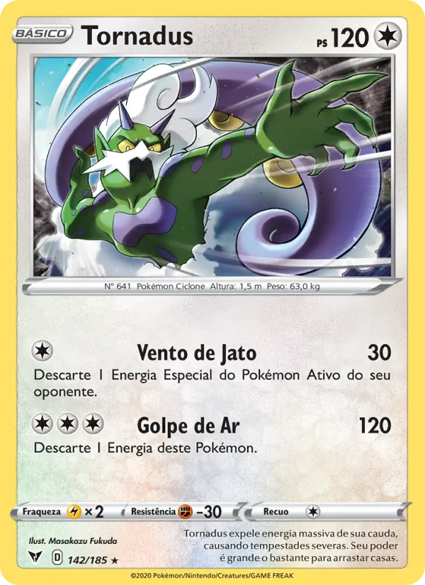 Carta Tornadus, número 142/185 da coleção Voltagem Vívida