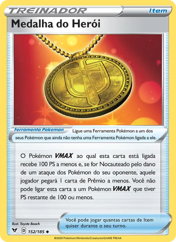 Carta Medalha do Herói, número 152/185 da coleção Voltagem Vívida