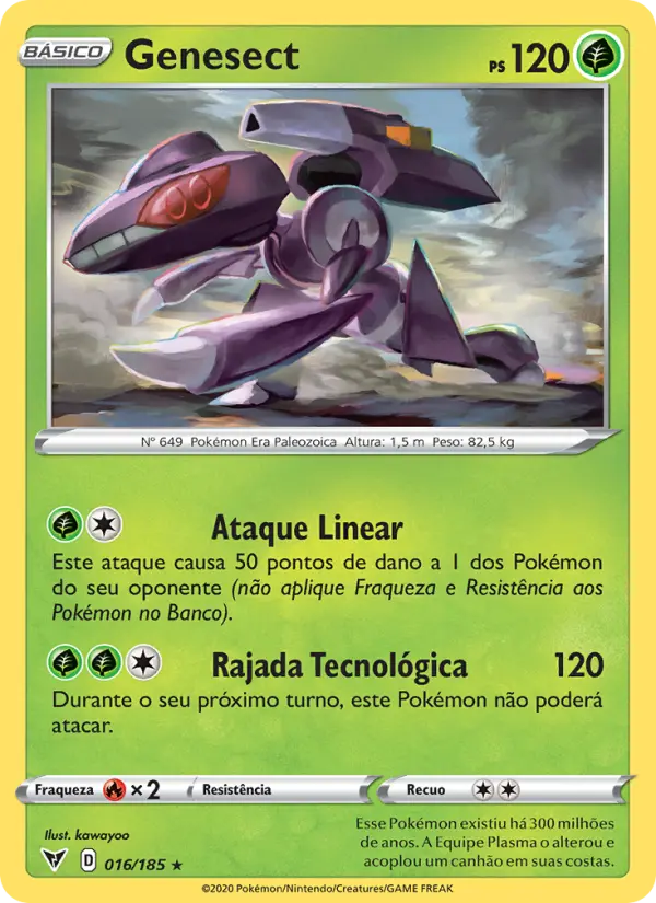 Carta Genesect, número 16/185 da coleção Voltagem Vívida