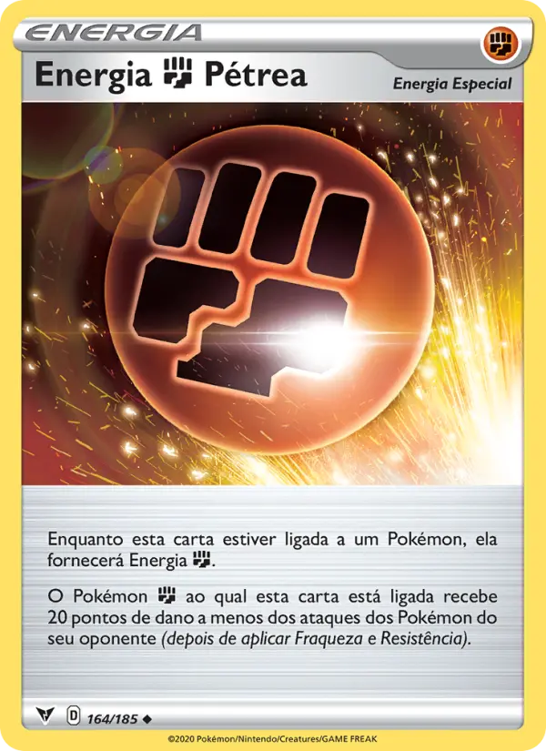 Carta Energia Fighting Pétrea, número 164/185 da coleção Voltagem Vívida