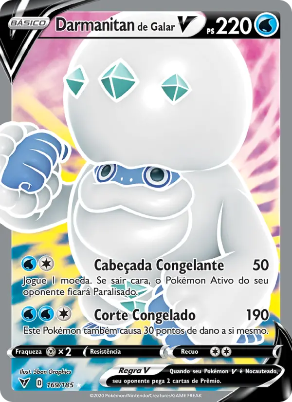 Carta Darmanitan de Galar V, número 169/185 da coleção Voltagem Vívida